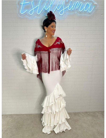 VESTIDO DE FLAMENCA MALAGA BLANCO