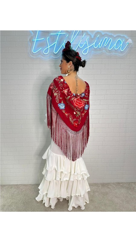 VESTIDO DE FLAMENCA MALAGA BLANCO 2