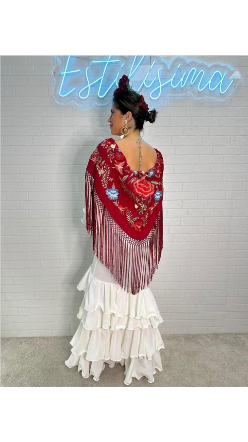 VESTIDO DE FLAMENCA MALAGA BLANCO