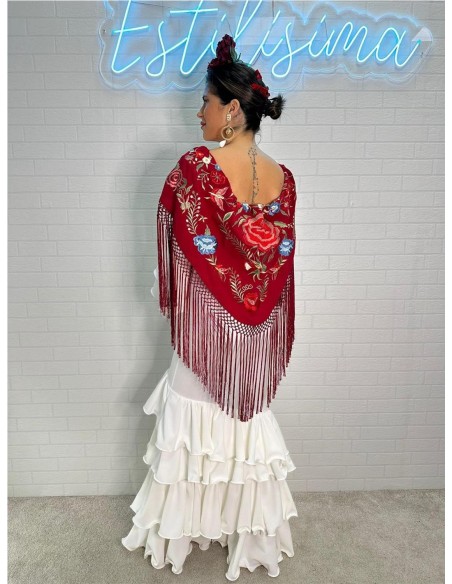 VESTIDO DE FLAMENCA MALAGA BLANCO
