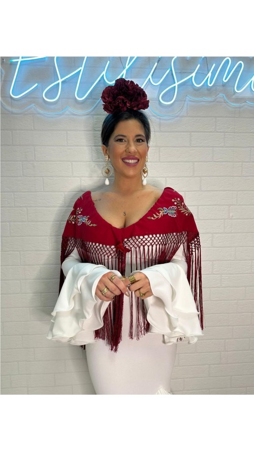 VESTIDO DE FLAMENCA MALAGA BLANCO