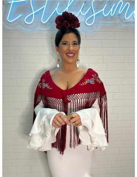 VESTIDO DE FLAMENCA MALAGA BLANCO