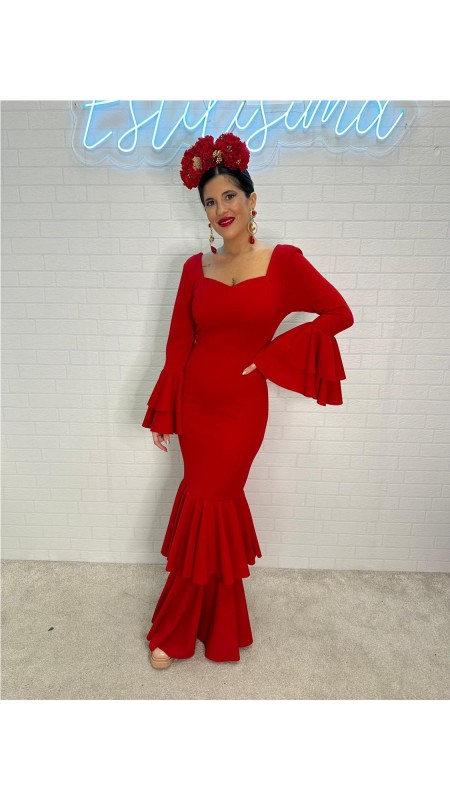 VESTIDO DE FLAMENCA CORAZON ROJO