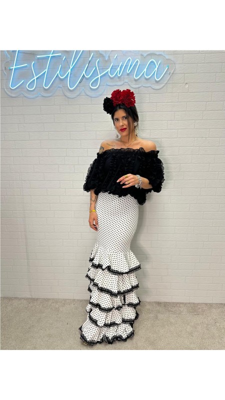 FALDA FLAMENCA TRIANA BLANCO