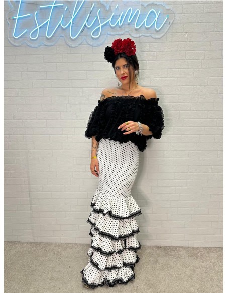 FALDA FLAMENCA TRIANA BLANCO