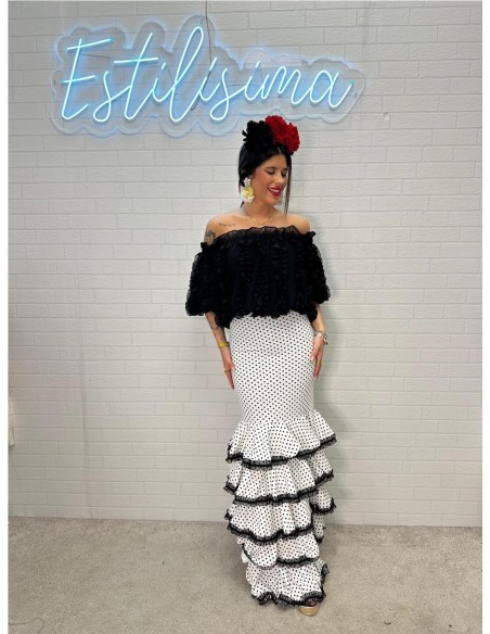 FALDA FLAMENCA TRIANA BLANCO