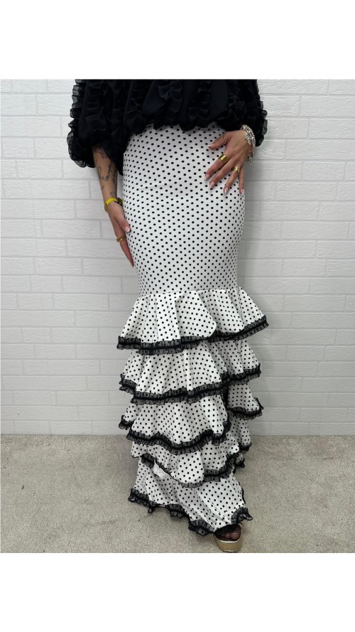 FALDA FLAMENCA TRIANA BLANCO