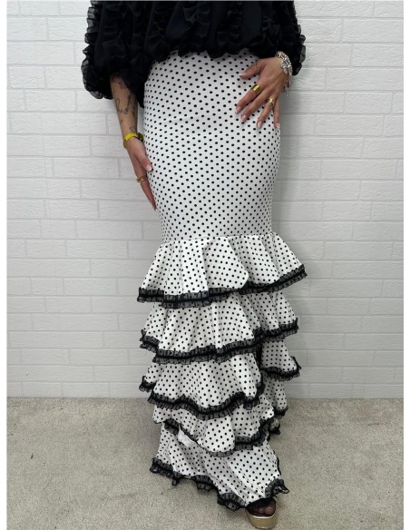 FALDA FLAMENCA TRIANA BLANCO