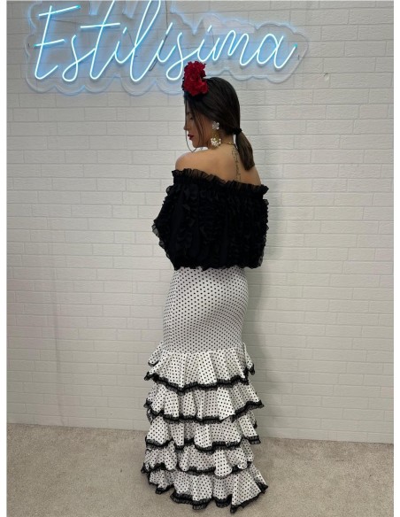 FALDA FLAMENCA TRIANA BLANCO