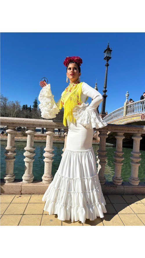 VESTIDO CANASTERO LISO BLANCO