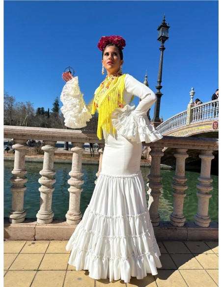 VESTIDO CANASTERO LISO BLANCO