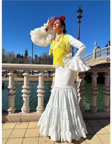 VESTIDO CANASTERO LISO BLANCO