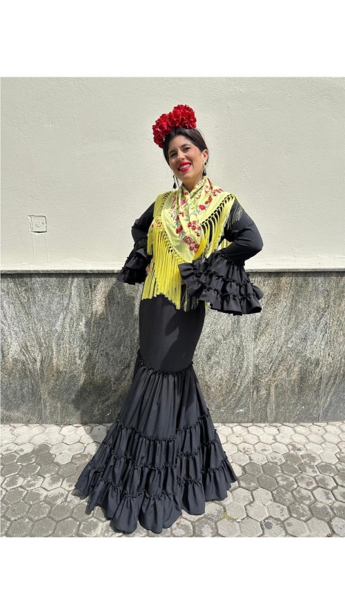 VESTIDO CANASTERO LISO NEGRO