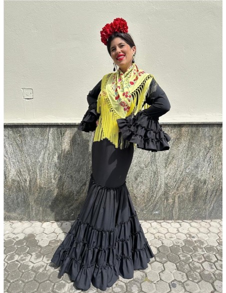 VESTIDO CANASTERO LISO NEGRO