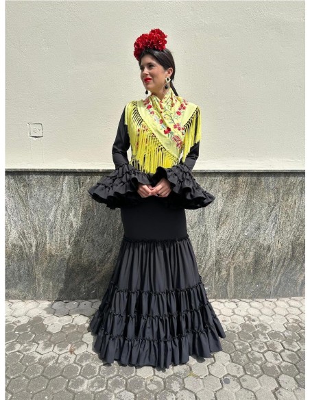 VESTIDO CANASTERO LISO NEGRO