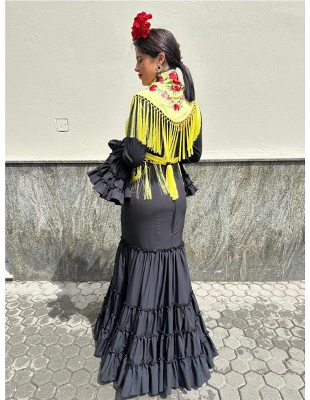 VESTIDO CANASTERO LISO NEGRO