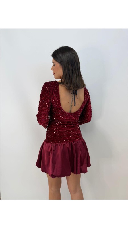 VESTIDO LENTEJUELAS ROJO 2