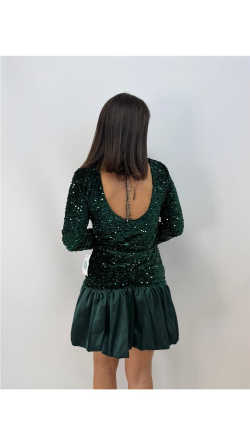 VESTIDO LENTEJUELAS VERDE BOTELLA