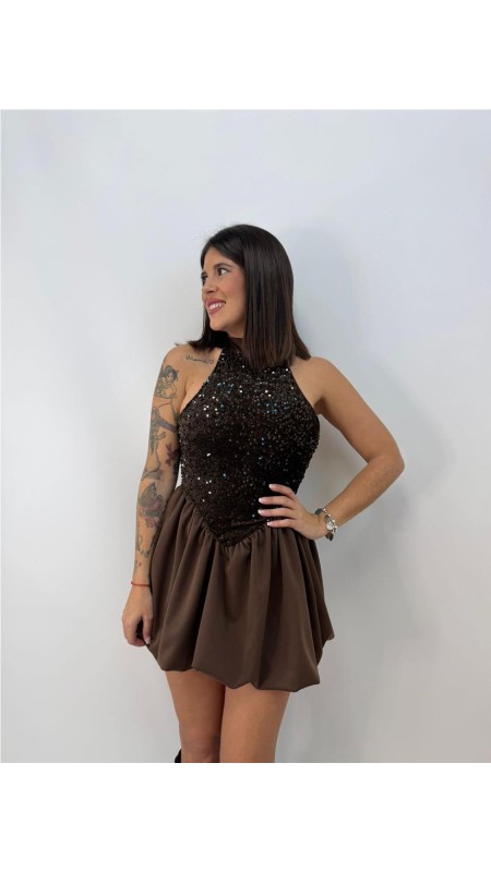 VESTIDO DANIELA MARRON
