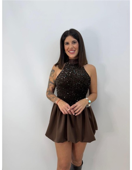 VESTIDO DANIELA MARRON