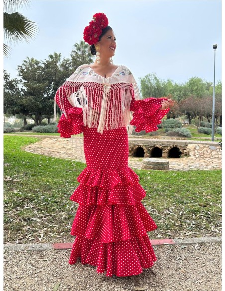 TRAJE DE FLAMENCA JEREZ ROJO