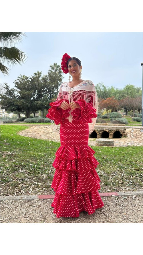 TRAJE DE FLAMENCA JEREZ ROJO