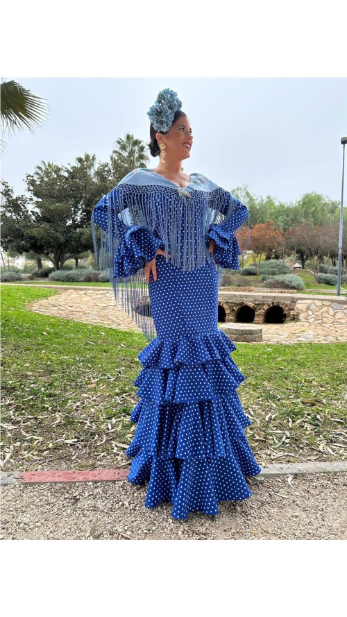 TRAJE DE FLAMENCA JEREZ AZULINA