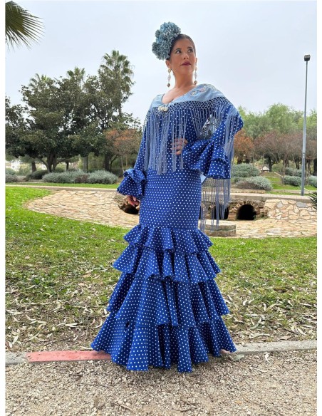 TRAJE DE FLAMENCA JEREZ AZULINA