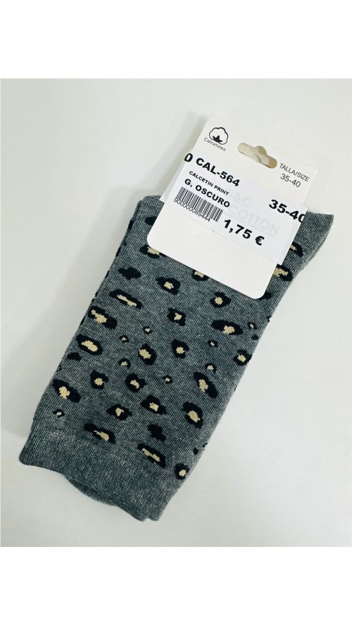 CALCETIN PRINT GRIS OSCURO