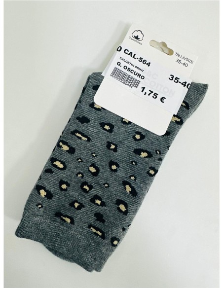 CALCETIN PRINT GRIS OSCURO