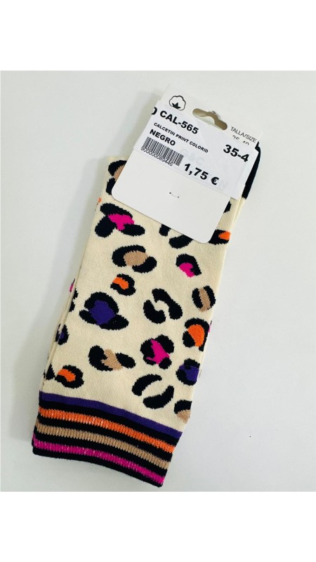 CALCETIN PRINT COLORIDO NEGRO