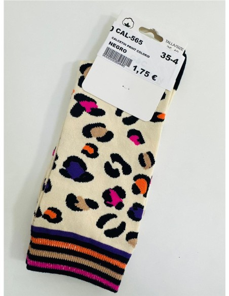 CALCETIN PRINT COLORIDO NEGRO