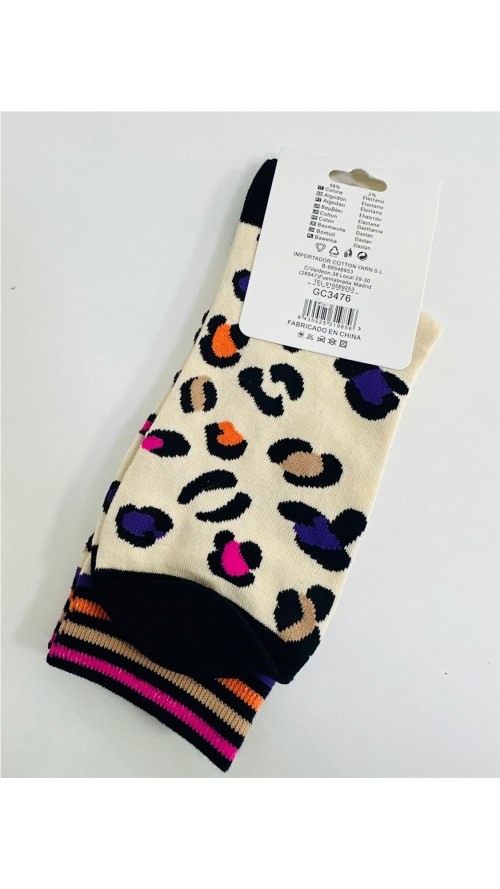 CALCETIN PRINT COLORIDO NEGRO