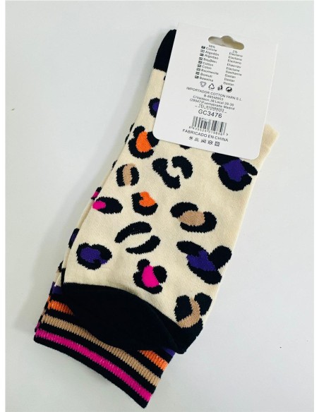 CALCETIN PRINT COLORIDO NEGRO