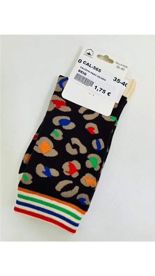 CALCETIN PRINT COLORIDO BEIG