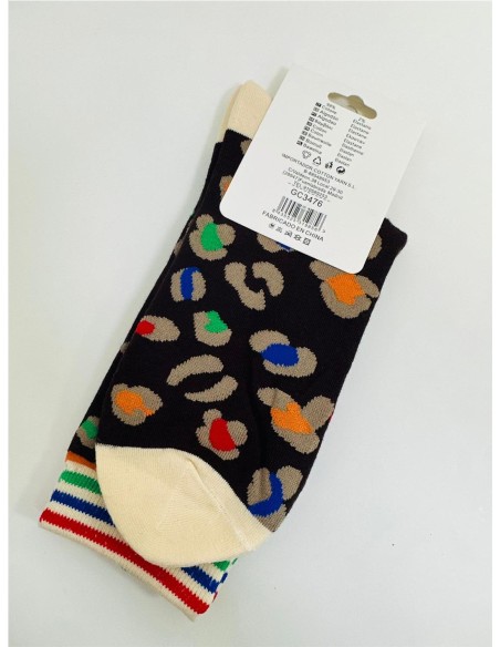 CALCETIN PRINT COLORIDO BEIG