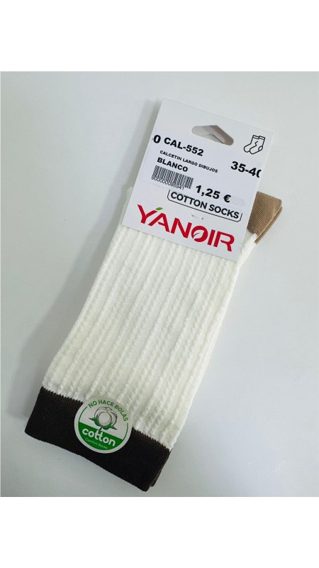 CALCETIN LARGO DIBUJOS BLANCO