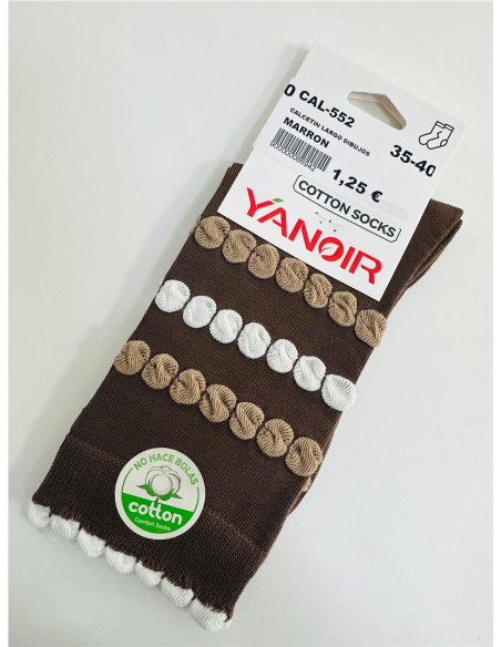 CALCETIN LARGO DIBUJOS MARRON