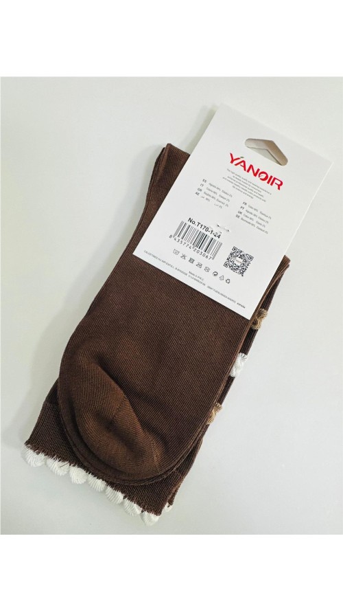 CALCETIN LARGO DIBUJOS MARRON