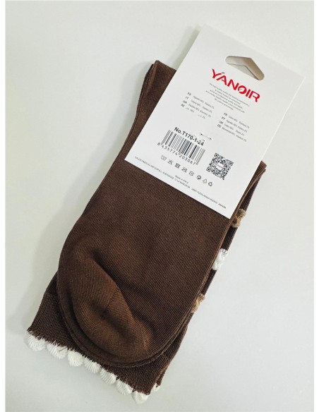 CALCETIN LARGO DIBUJOS MARRON