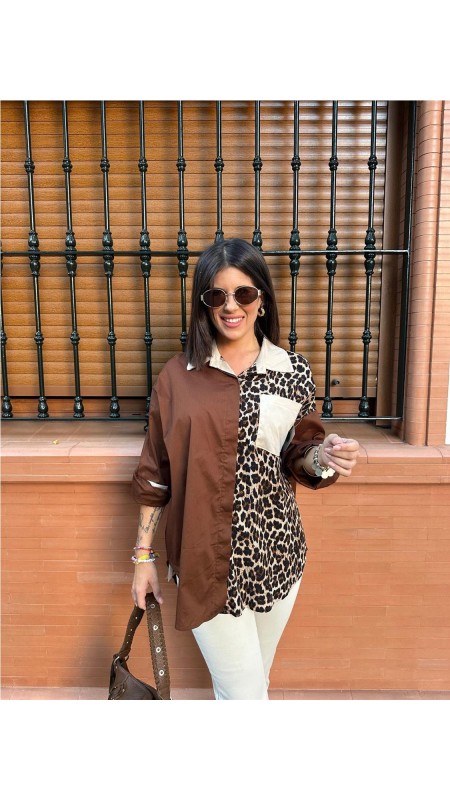 CAMISA LEOPARDO MARRON