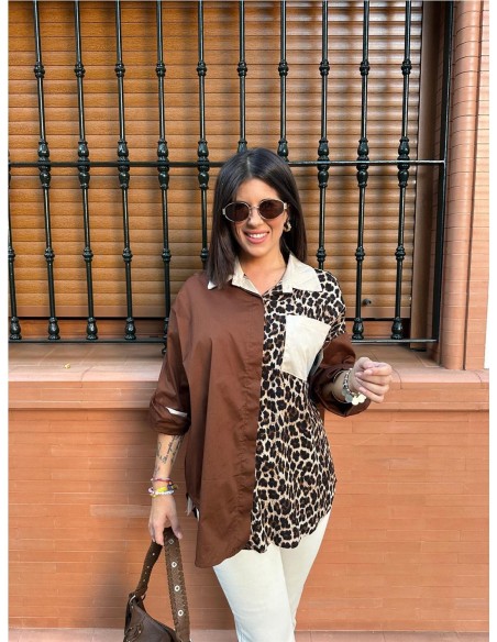 CAMISA LEOPARDO MARRON