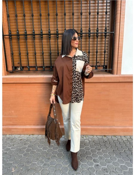 CAMISA LEOPARDO MARRON