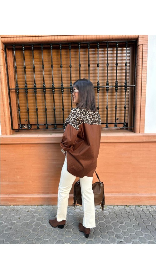 CAMISA LEOPARDO MARRON