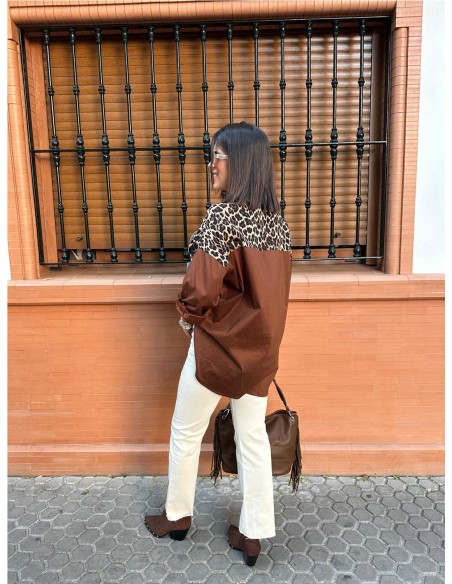CAMISA LEOPARDO MARRON