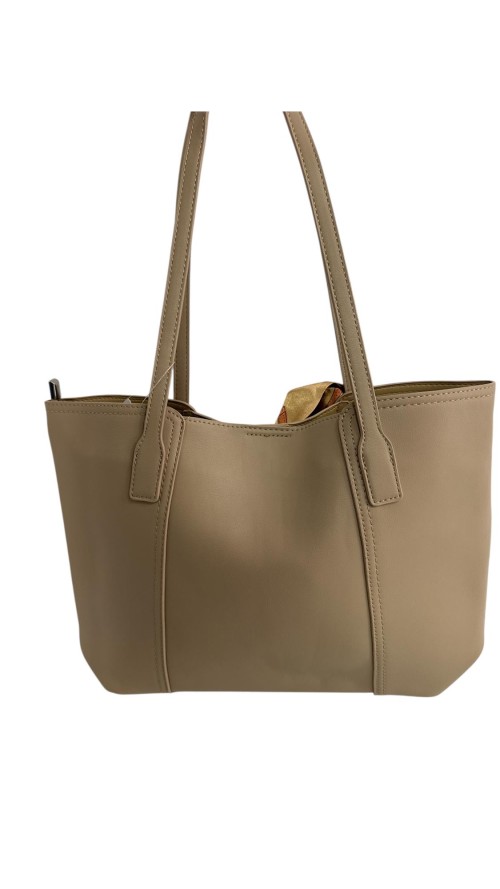 BOLSO CON NECESER Y PAÑUELO BEIG