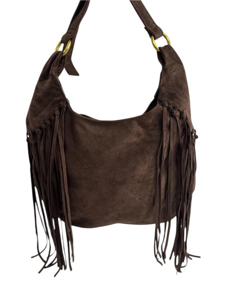 BOLSO SERRAJE FLECOS MARRON