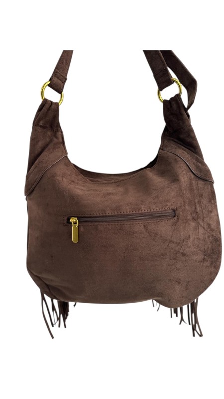BOLSO SERRAJE FLECOS MARRON 2