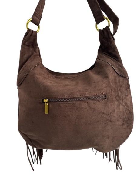 BOLSO SERRAJE FLECOS MARRON