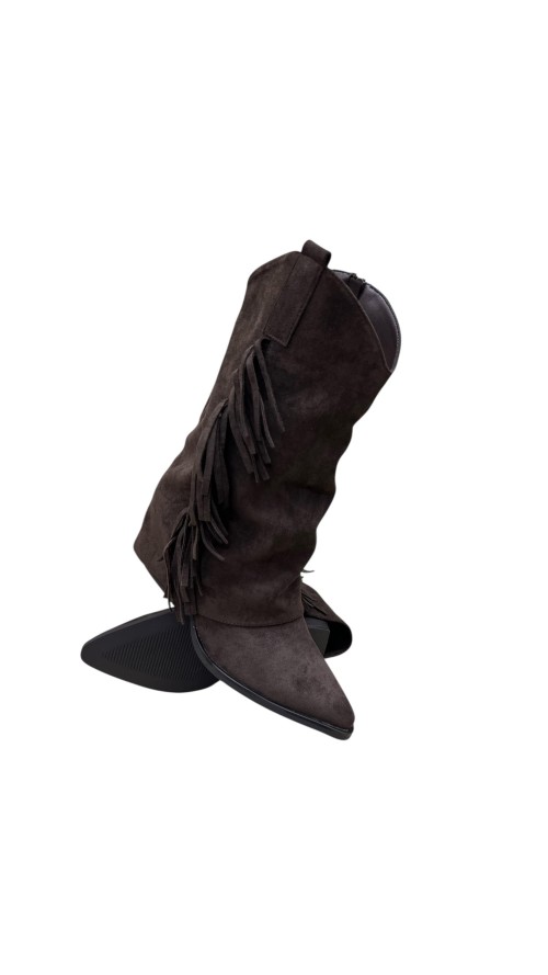 BOTIN FLECOS LATERALES MARRON
